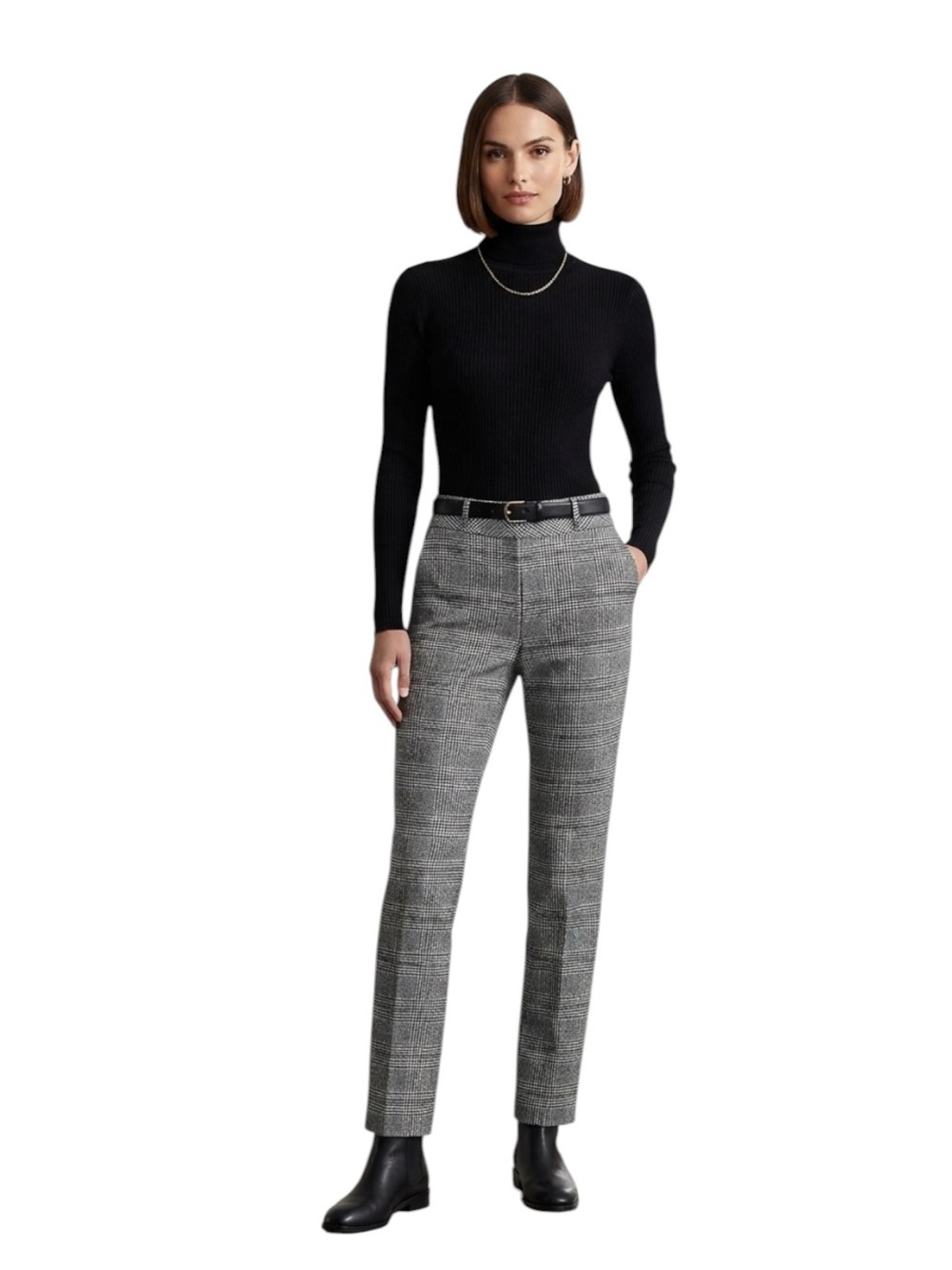 NYDJ Marilyn Black Houndstooth Plaid Trousers Size 6